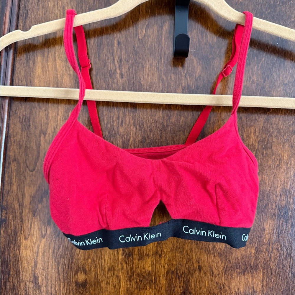 Calvin Klein Bright Red Logo-Band Bralette